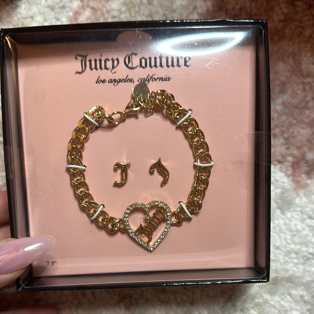 Juicy Couture Gold Bracelet and Earrings Set